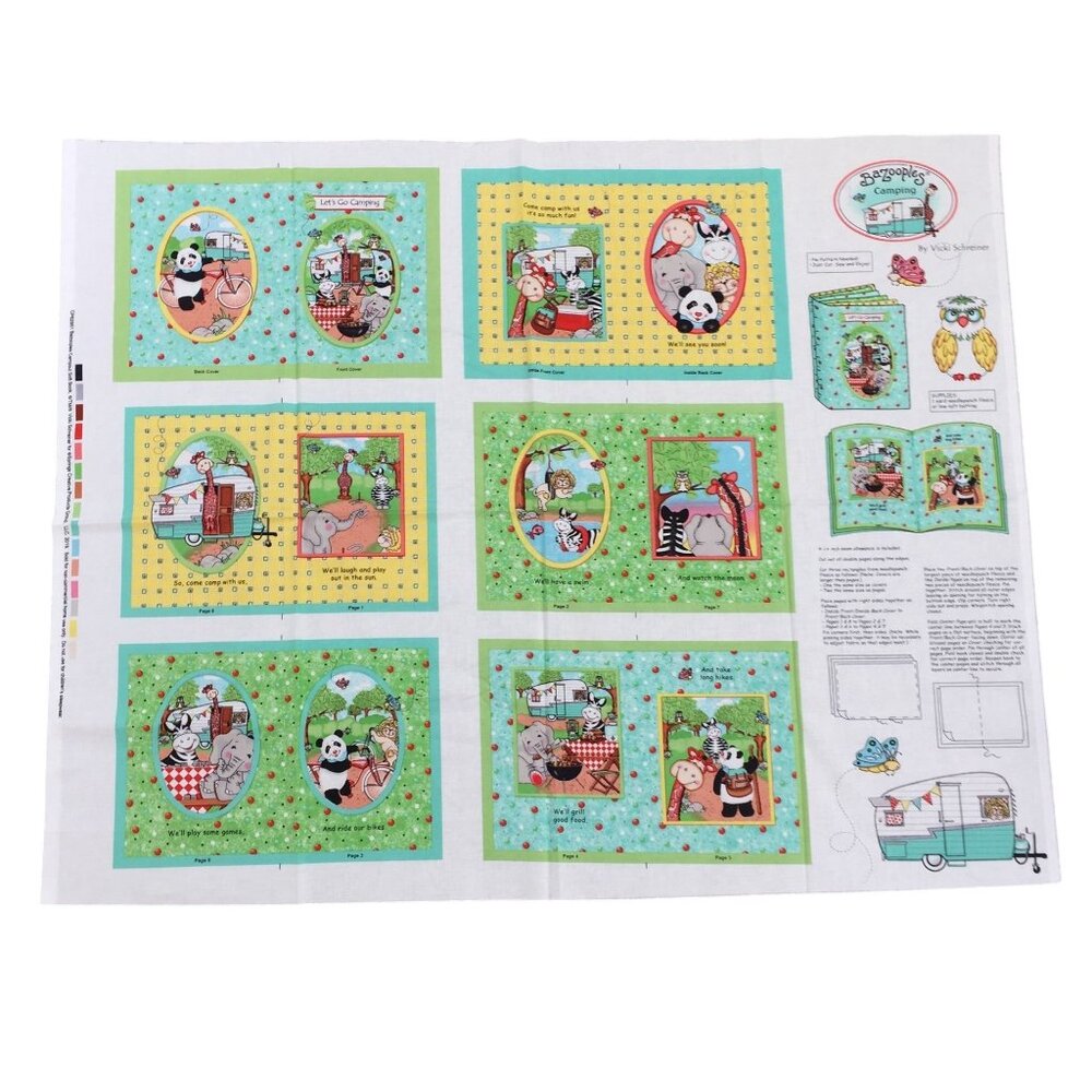 Bambooples Campout Soft Book Fabric‎ Panel Vicki Schreiner 44x34"